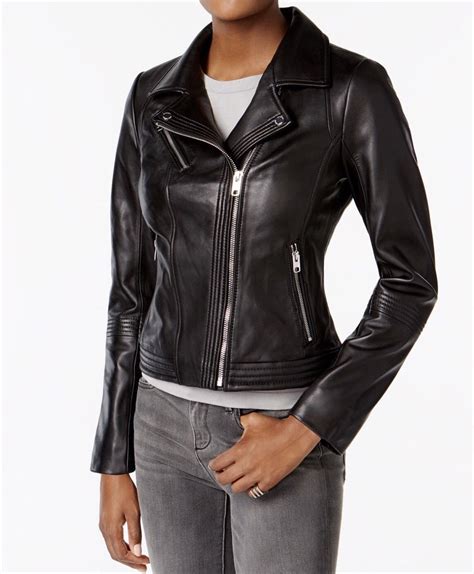 michael kors leather jacket womens xs|Michael Kors lightweight jacket.